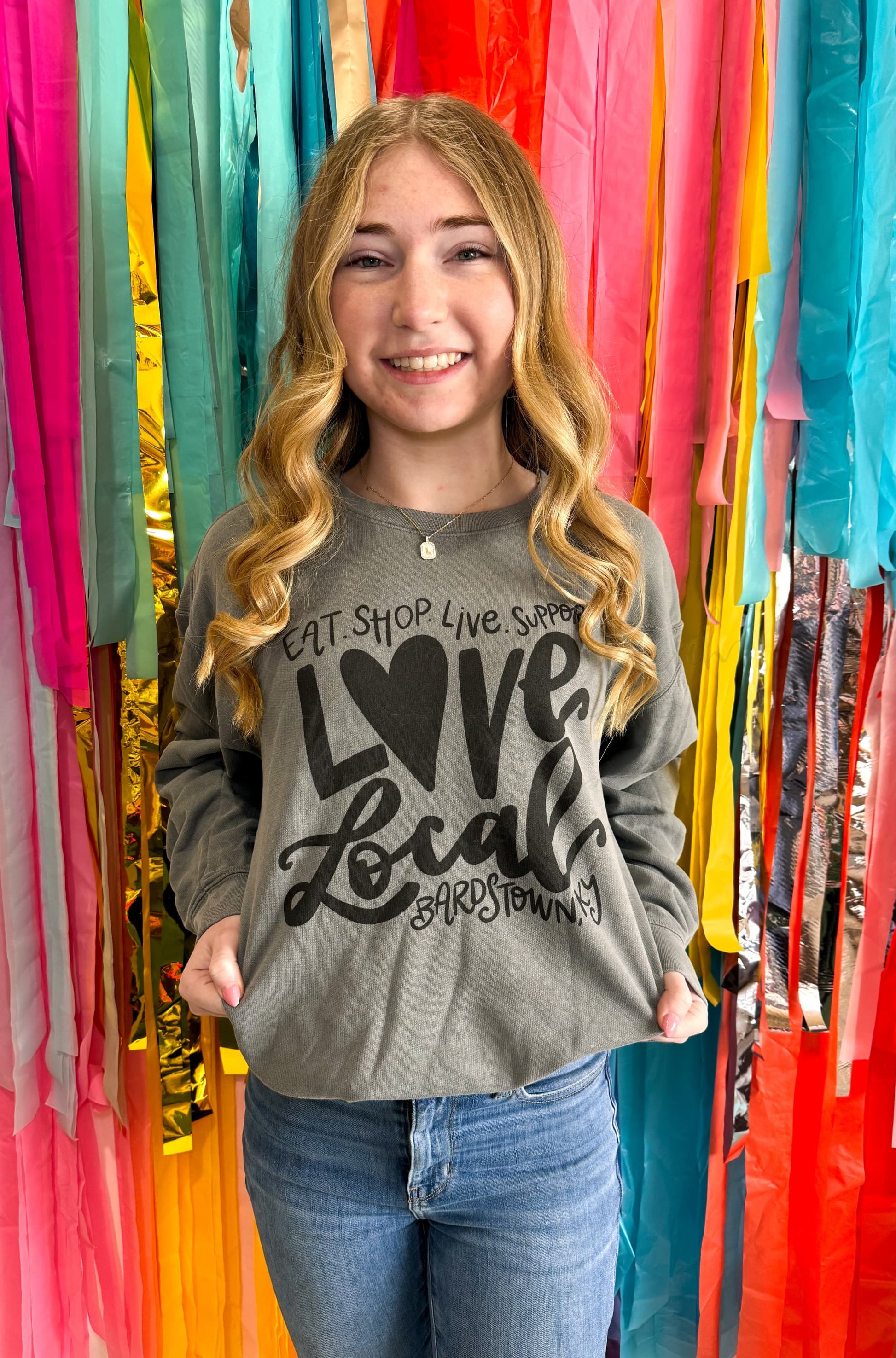 Eat Shop Live Support Love Local *Custom Town* Sweatshirt
