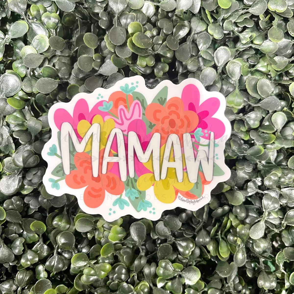 Colorful Flowers Mamaw Sticker - Sticker