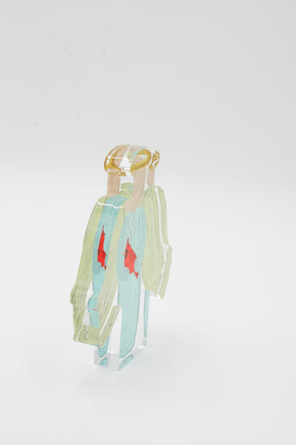 Angel with Cardinal Acrylic Shelf Sitter