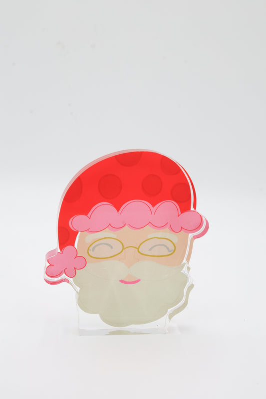 Pink and Red Santa Acrylic Shelf Sitter