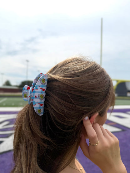 Red & Light Blue Gameday Claw Clip