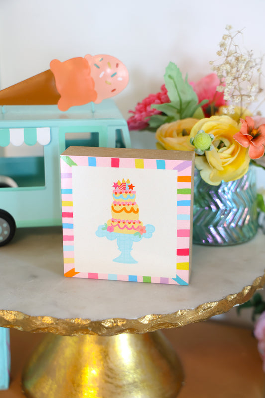 Colorful Tiered Cake 4x4 Block