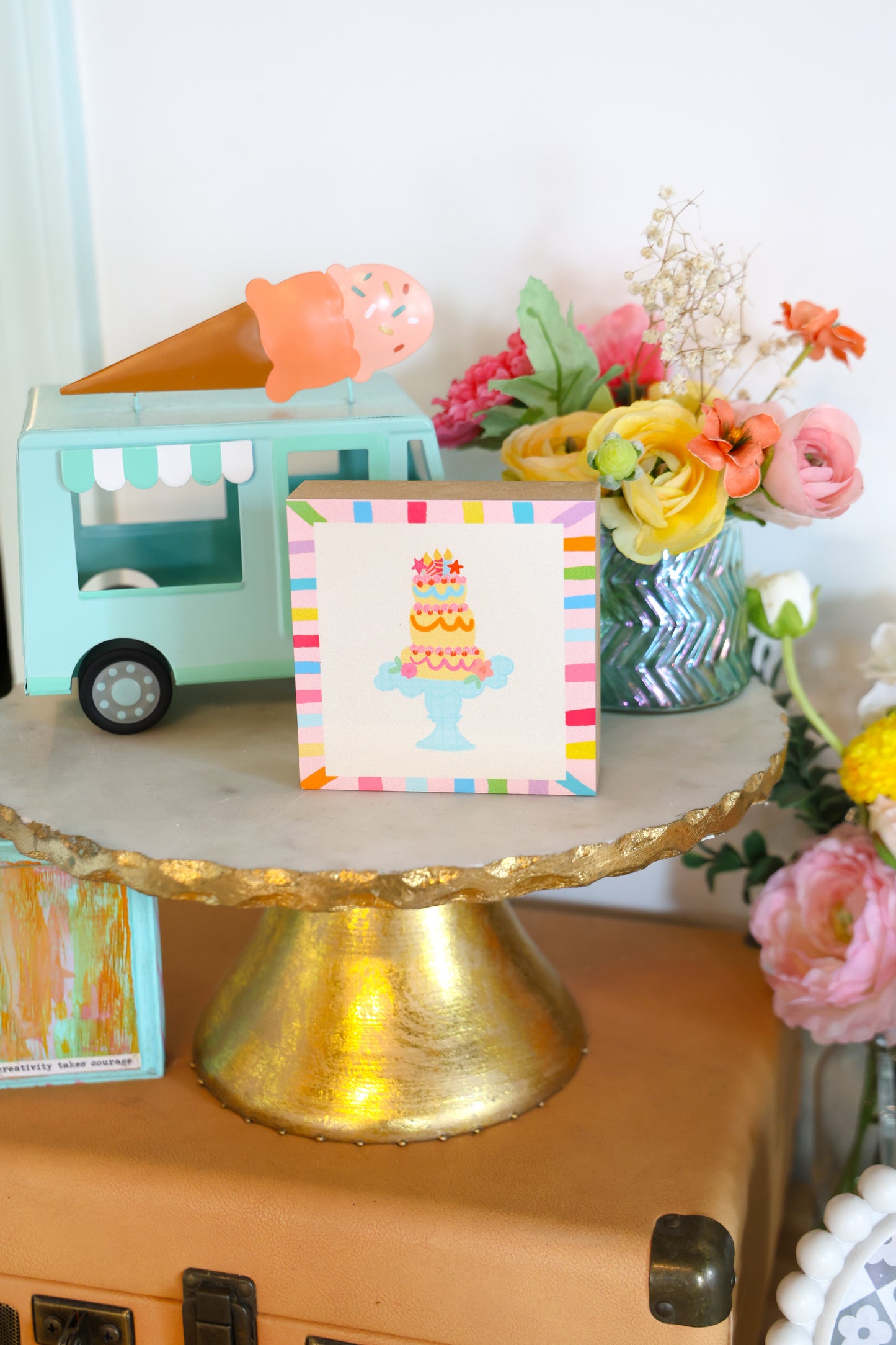 Colorful Tiered Cake 4x4 Block