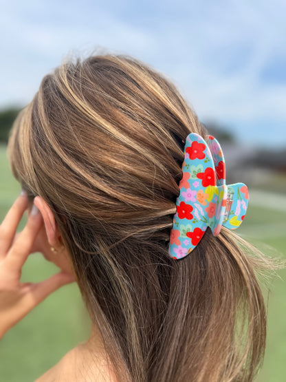 Light Blue Floral Claw Clip