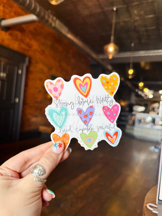 Funky Heart Affirmations Sticker