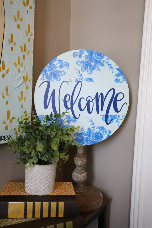 Blue Floral Welcome Topper