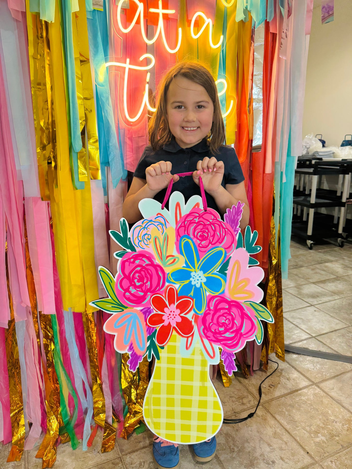 Neon Floral Vase Door Hanger- 30 Inches!