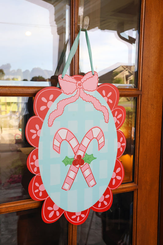 Scalloped Candy Canes Doorhanger
