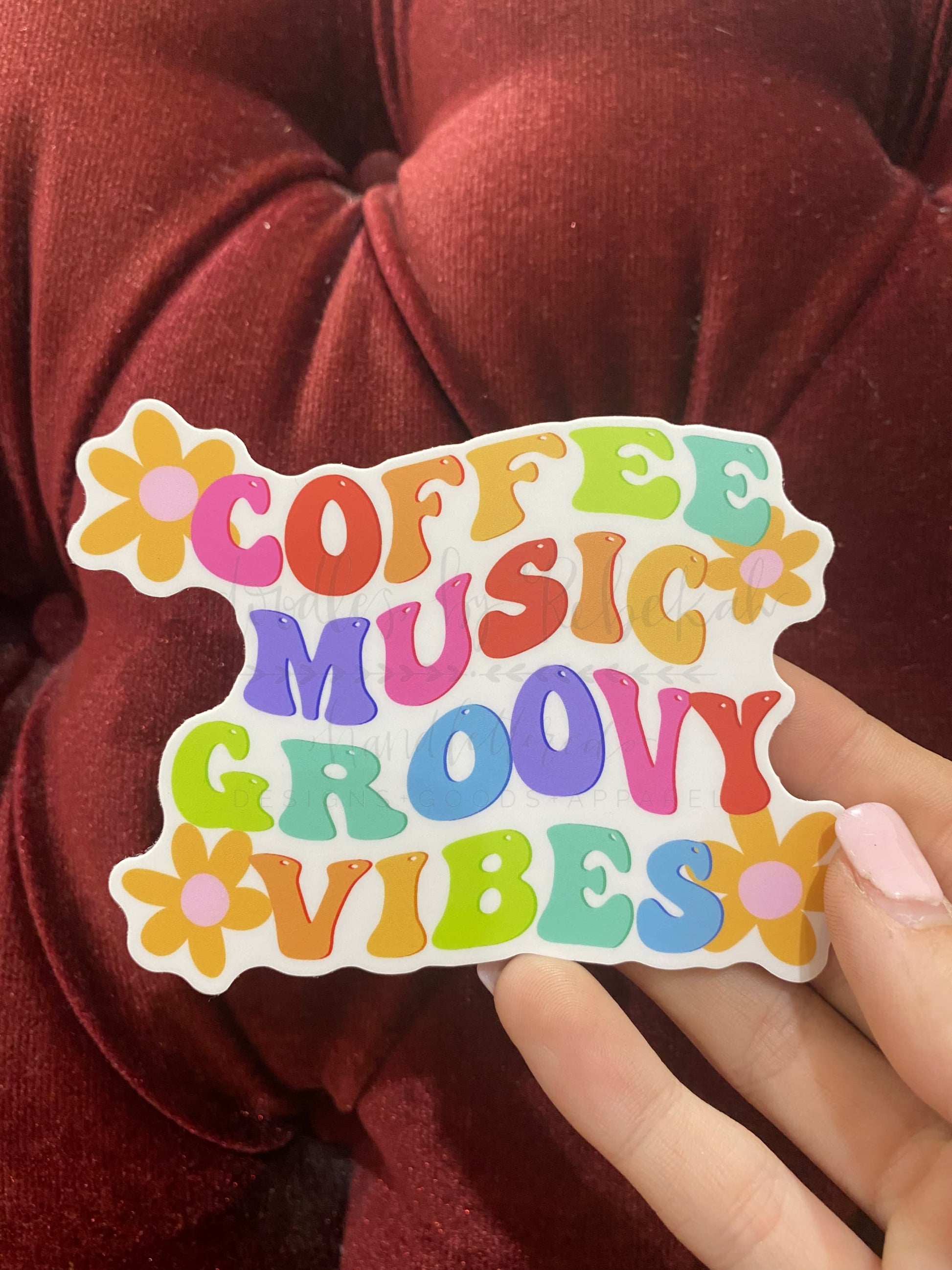 Coffee Music Groovy Vibes Sticker - Sticker