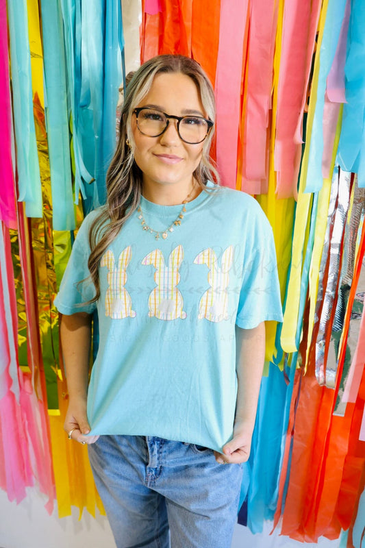 3 Gingham Bunny Chalky Mint Tee - Tees