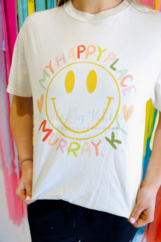 Happy Place Smiley Custom Name Tee