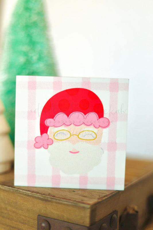 Red and Pink Santa Gingham Block