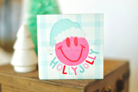 Holly Jolly Smiling Face Block