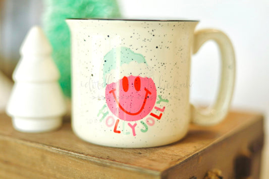 Holly Jolly Smiling Face Mug