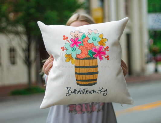 Floral Bourbon Barrel - Custom Town Square Pillow