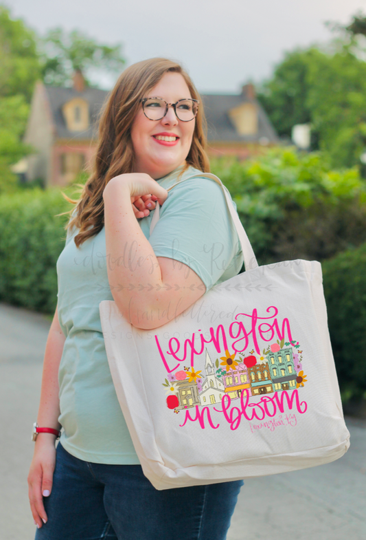 *Custom Name* In Bloom Pink Plaid Tote