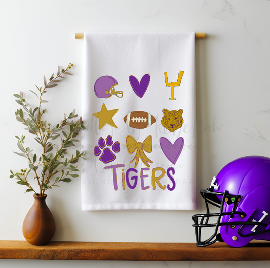 Tigers Collage Tea Towel
