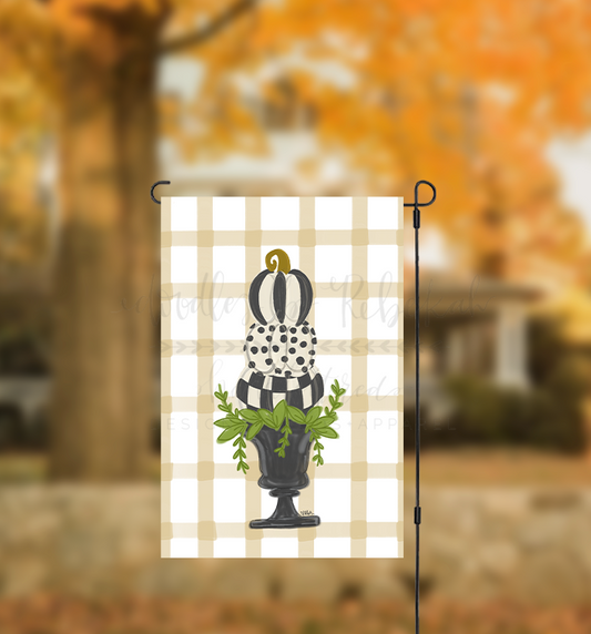 Black and White Pumpkins Topiary Garden Flag