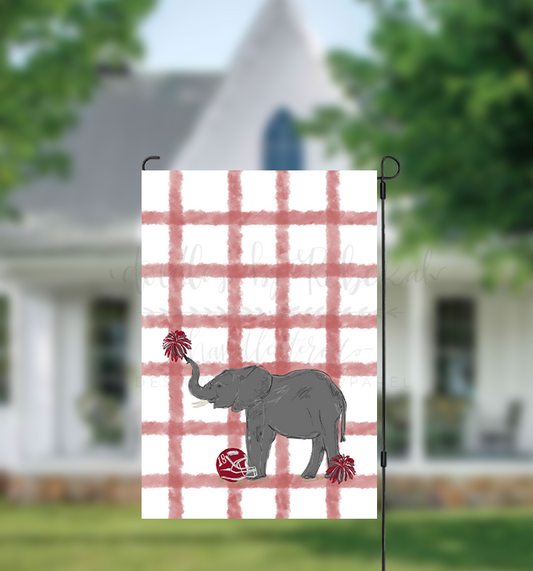 Elephant with Poms Garden Flag