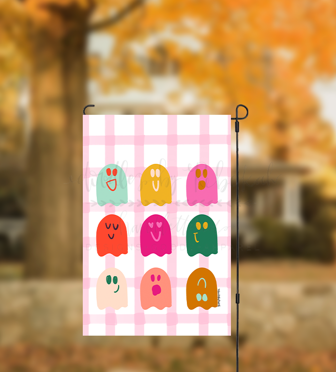 9 Ghosts Gingham Garden Flag