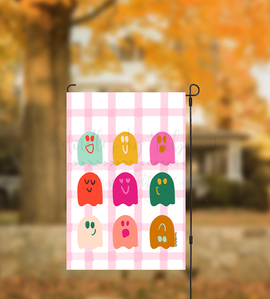 9 Ghosts Gingham Garden Flag