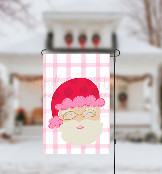 Pink and Red Santa Garden Flag