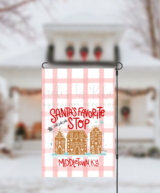 Santa's Favorite Stop Garden Flag (Custom)