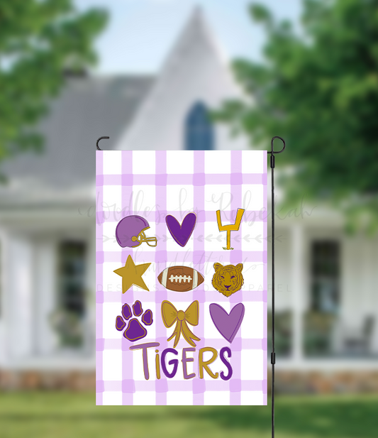 Purple Tigers Collage Garden Flag