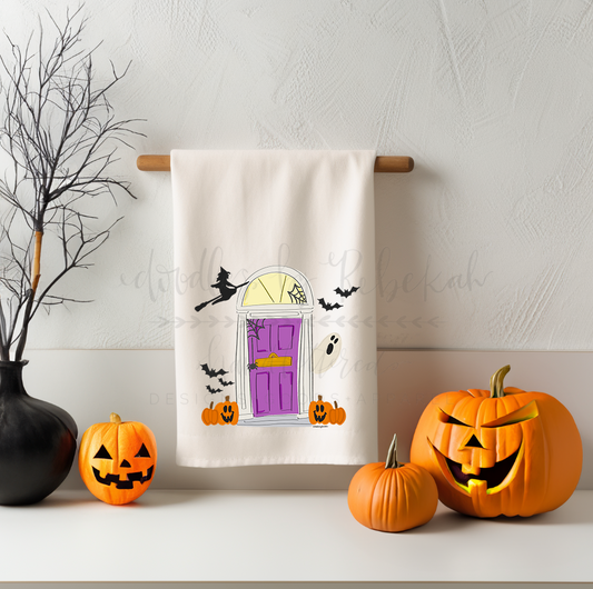 Halloween Door Tea Towel