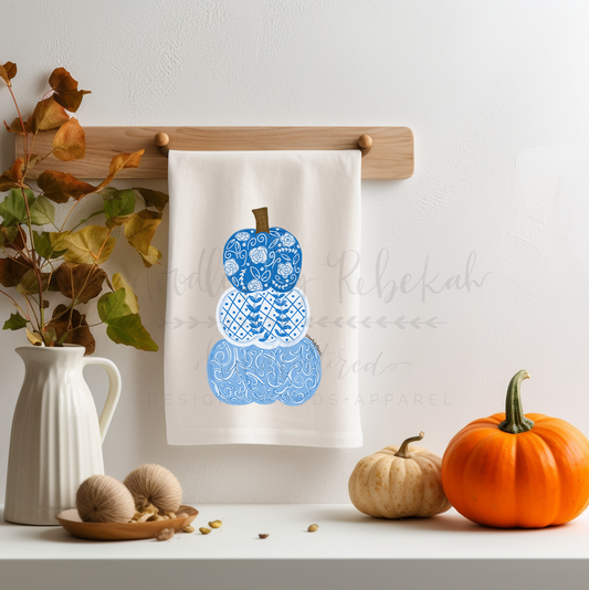 Single Chinoiserie Pumpkins Tea Towel