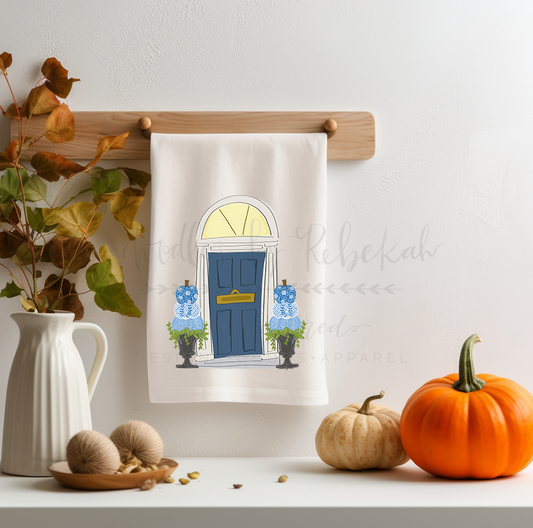 Navy Blue Blue Door Entryway Tea Towel
