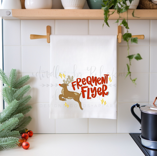 Frequent Flyer Reindeer Tea Towel