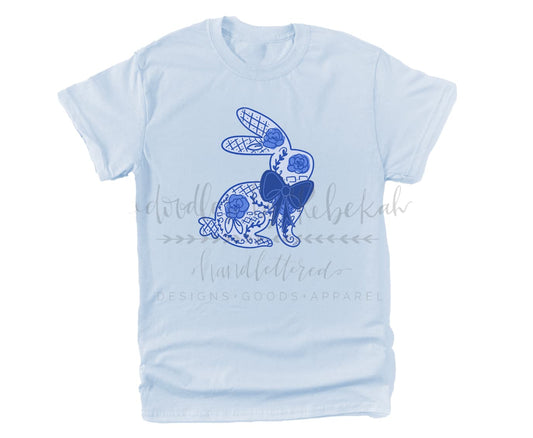 Blue Bunny Bow - Tees