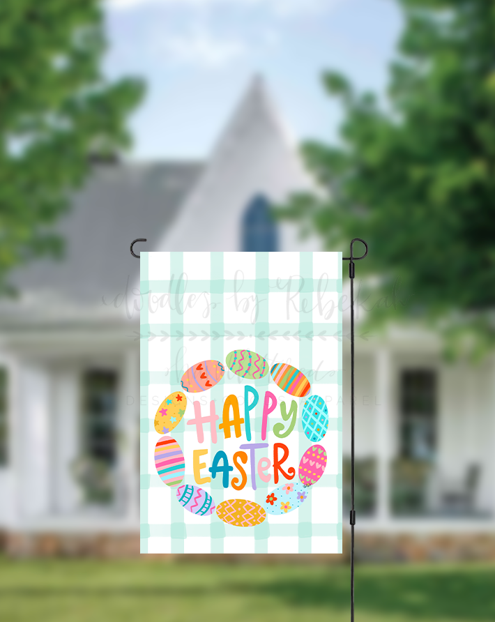 Happy Easter Egg Wreath Garden Flag