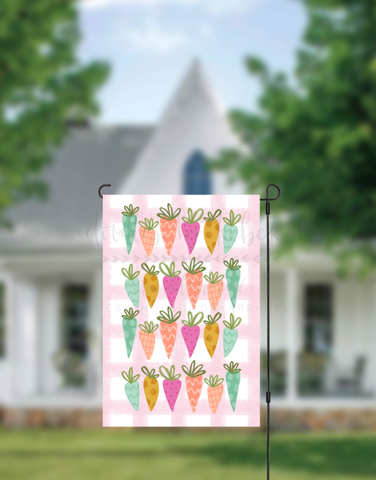 Gingham Easter Carrots Garden Flag