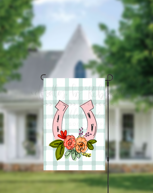 Floral Horseshoe Garden Flag