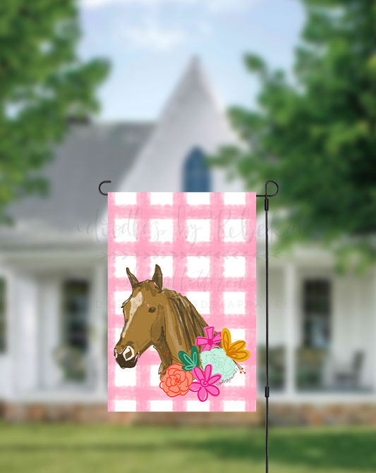 Floral Horse Garden Flag