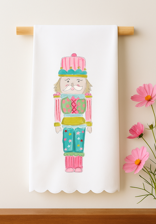 Star of the Show Nutcracker Scalloped Tea Towel