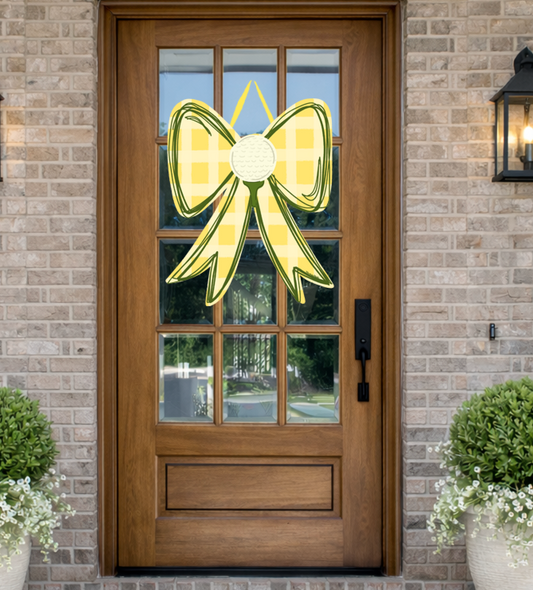 Yellow and Green Golf Bow Door Hanger