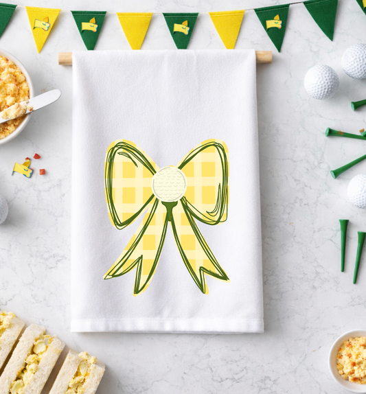 Yellow and Green Golf Bow Tea Towel