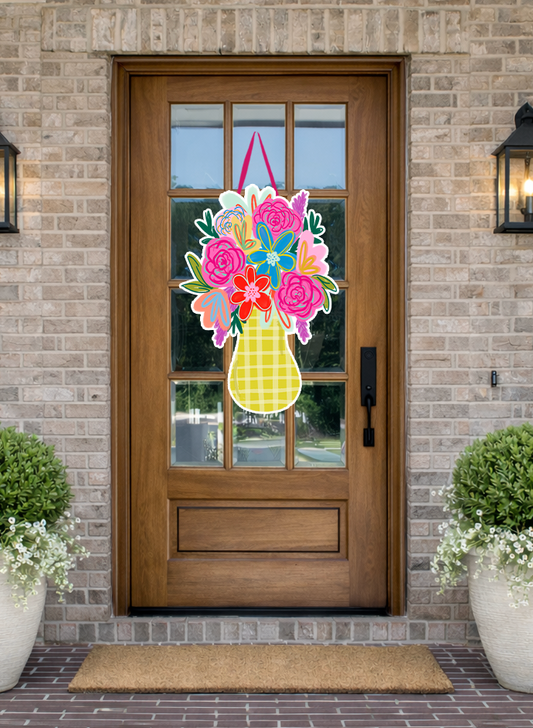 Neon Floral Vase Door Hanger- 30 Inches!