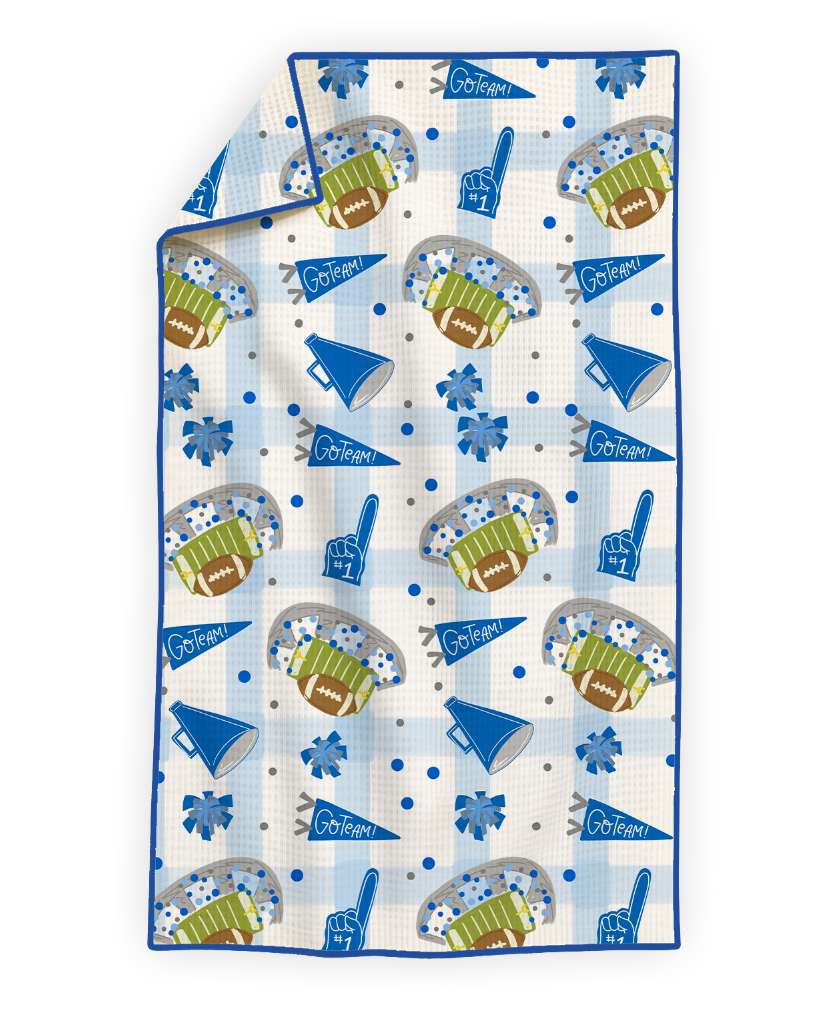 Blue & White Football Game Day- Microfiber Waffle Weave Tea Towel