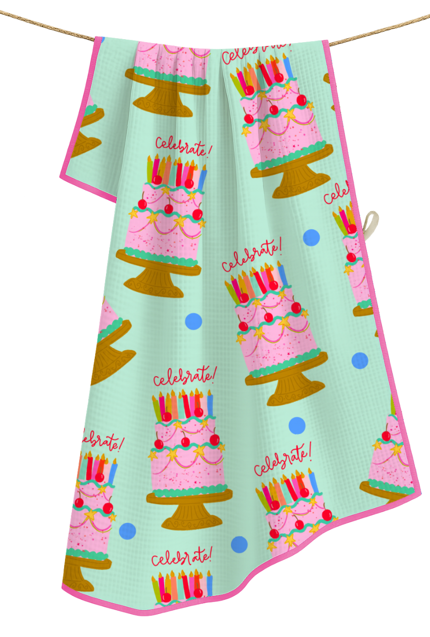 Birthday- Microfiber Waffle Weave Tea Towel