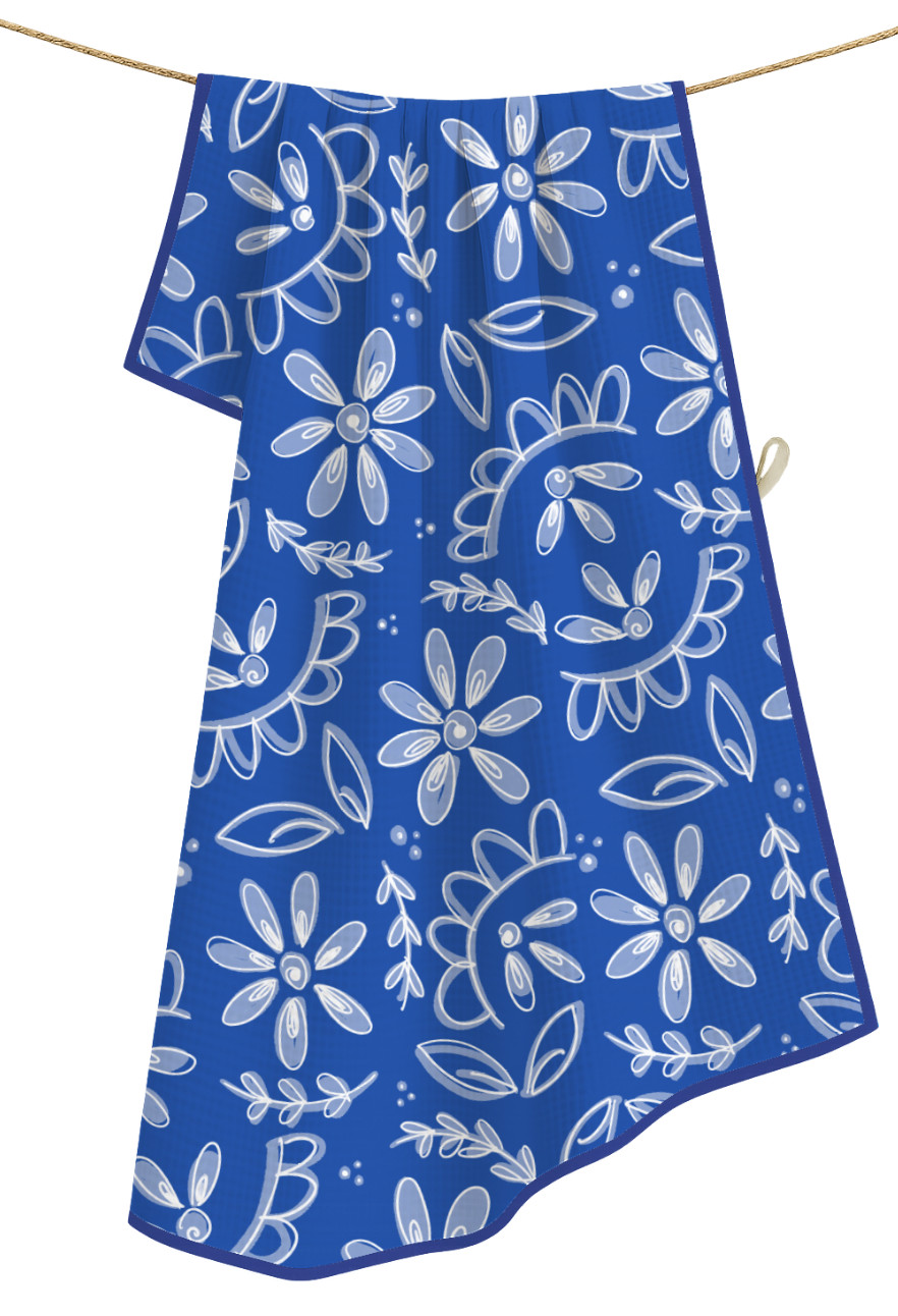 Chinoiserie- Microfiber Waffle Weave Tea Towel