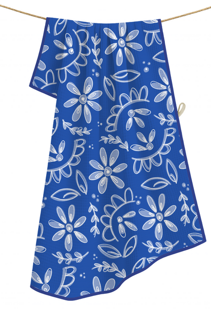 Chinoiserie- Microfiber Waffle Weave Tea Towel