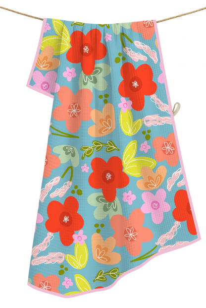 Peaceful Fields Floral- Microfiber Waffle Weave Tea Towel