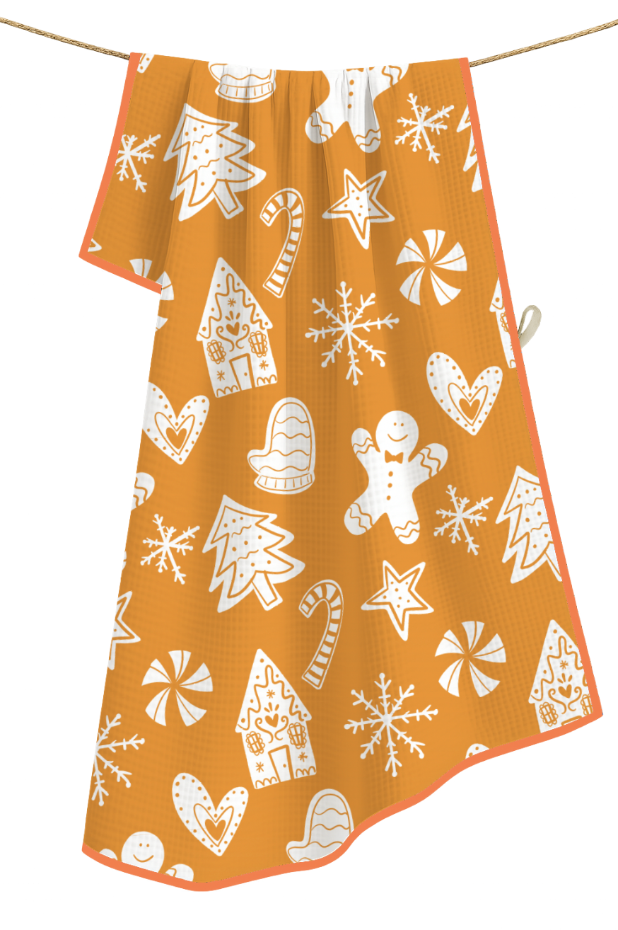 Gingerbread Dreams- Microfiber Waffle Weave Tea Towel