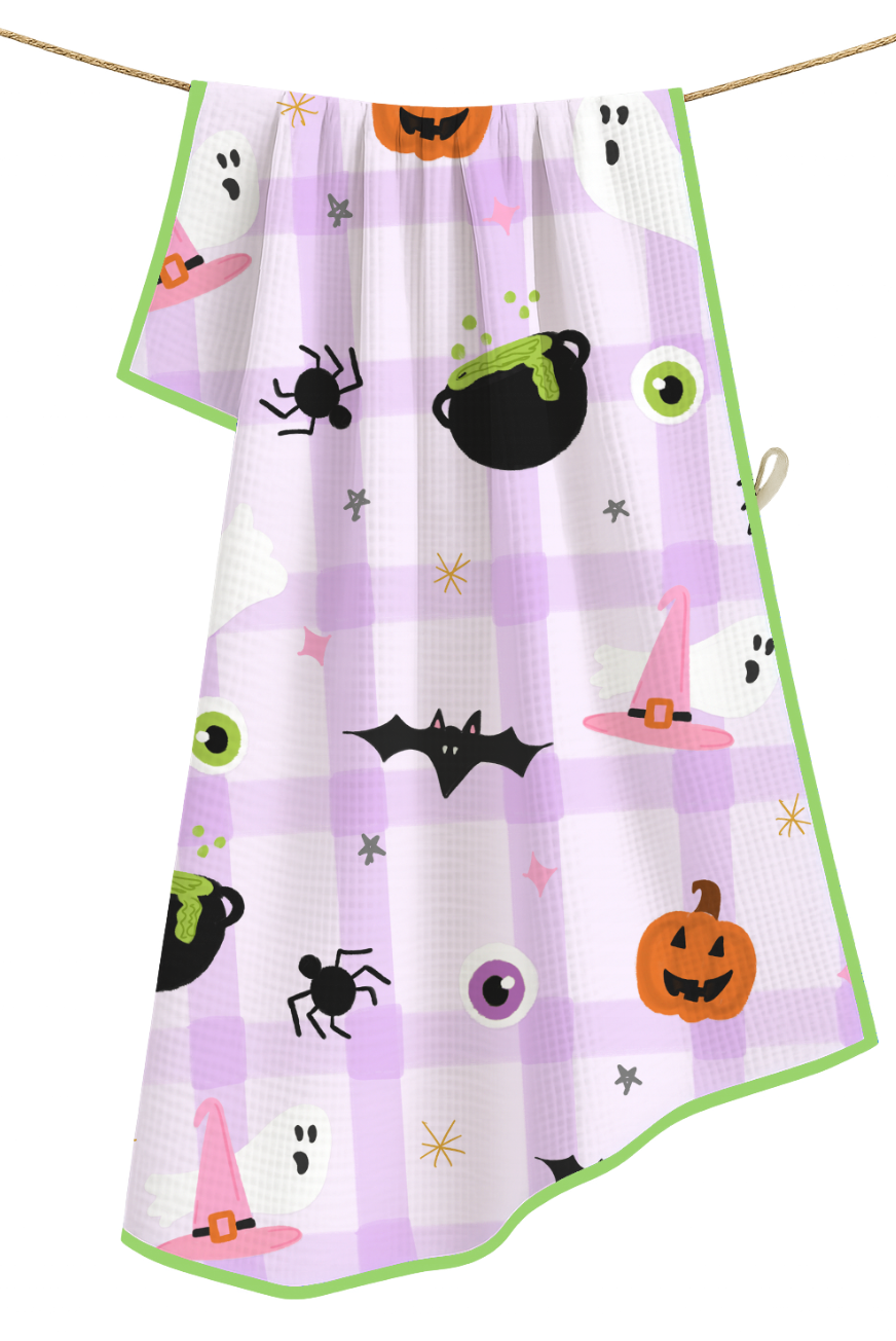 Halloween Icons- Microfiber Waffle Weave Tea Towel