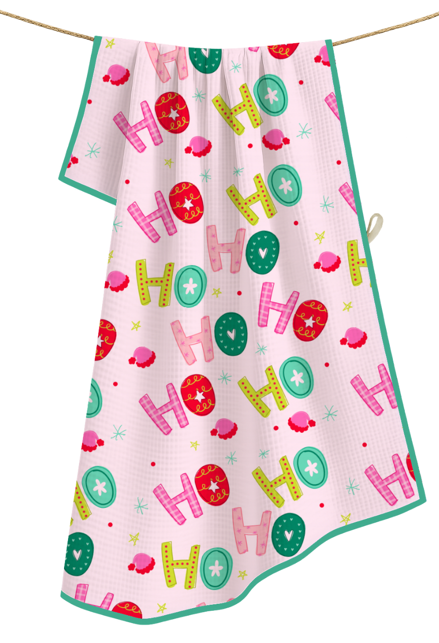 Ho Ho Ho- Microfiber Waffle Weave Tea Towel