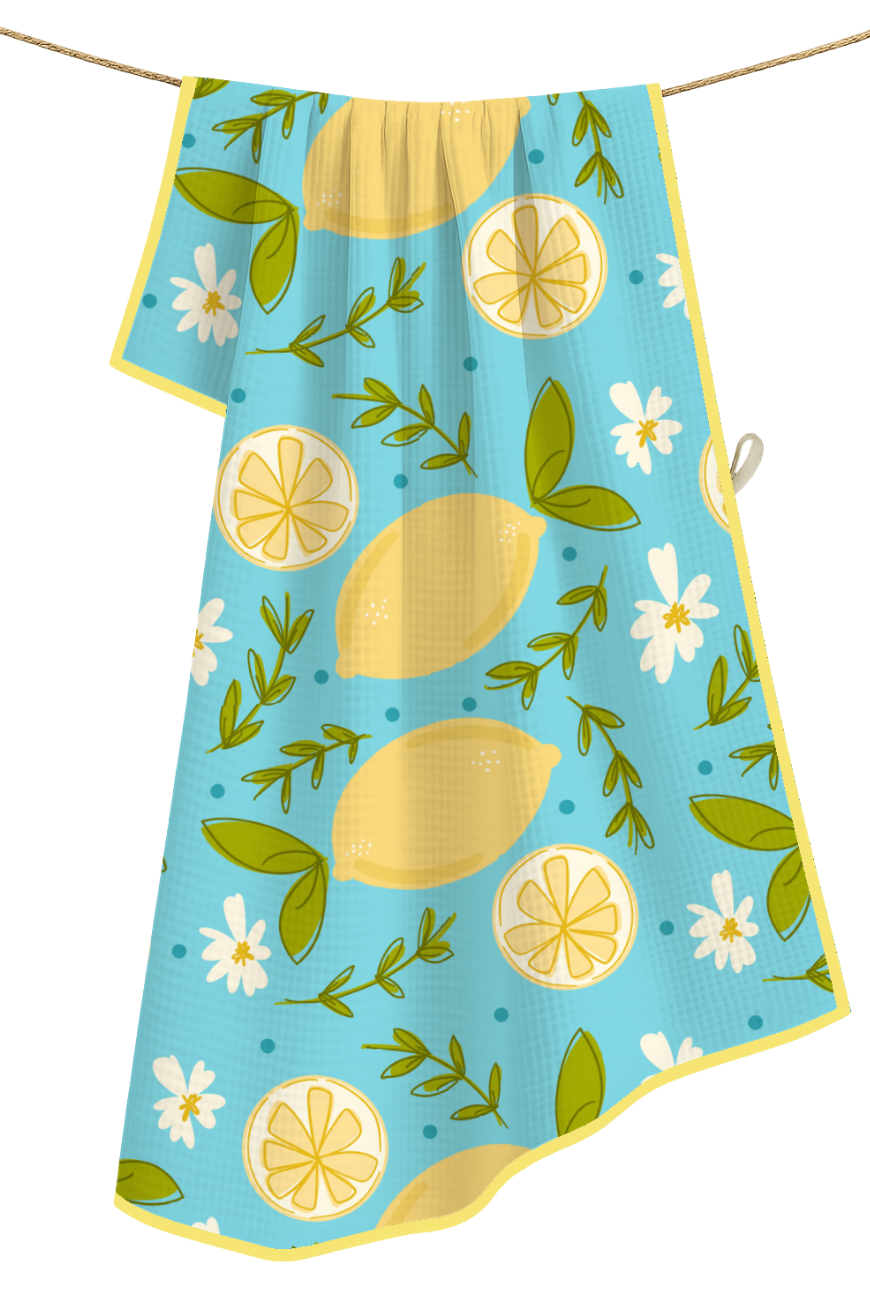 Lemon- Microfiber Waffle Weave Tea Towel
